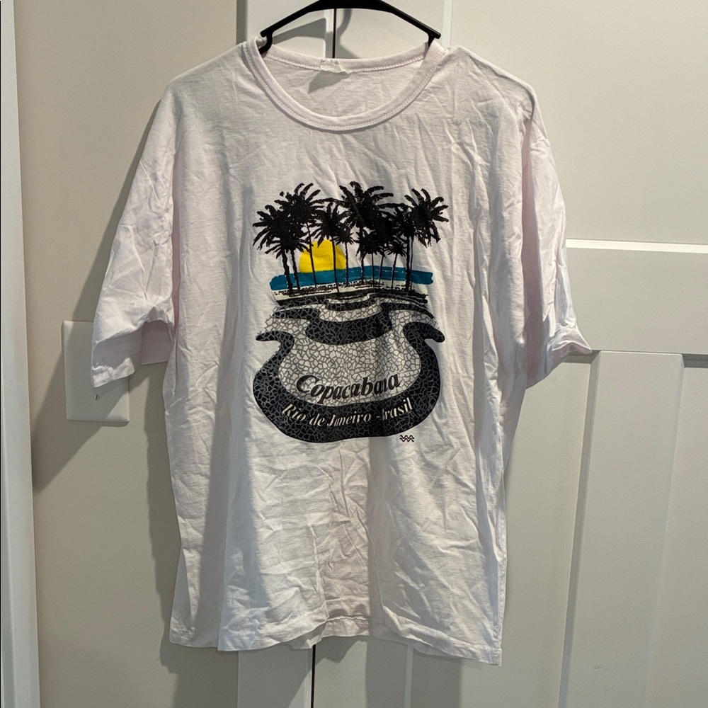 White Rio de Janeiro Brasil Copacabana Beach Graphic T-Shirt